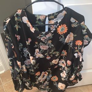 Ava & Viv chiffon top with ruffle sleeves